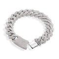 Rhodium Plated 925 Sterling Silver Moissanite Curb 13.5mm Bracelet - MGMB00128