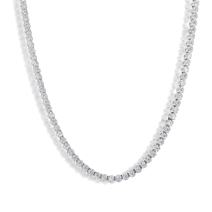 Rhodium Plated 925 Sterling Silver Moissanite Stone 2.25mm Tennis Necklace - MGMN00018