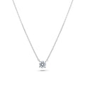 Rhodium Plated 925 Sterling Silver Moissanite Stone Halo Necklace - MGMN00011