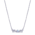 Rhodium Plated 925 Sterling Silver Mom Clear CZ Necklace - BGP01425 | Silver Palace Inc.