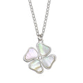 Silver 925 Rhodium Plated Mother of Pearl and CZ Clover Necklace - GMN00085 | Silver Palace Inc.