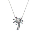 Silver 925 Rhodium Plated Multi Color CZ Palm Tree Necklace - STP01655 | Silver Palace Inc.