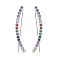 Silver 925 Rhodium Plated Multi-Colored CZ Stone Climbing Earrings - GME00071RBC | Silver Palace Inc.