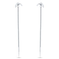 Rhodium Plated 925 Sterling Silver Multi Herringbone Dangling Crescent Stud Earrings - ECE00066RH