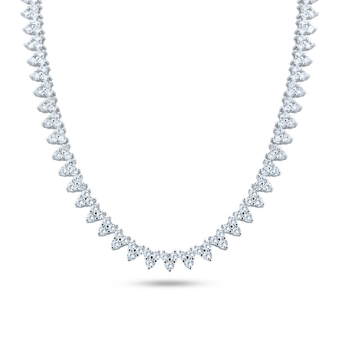 Rhodium Plated 925 Sterling Silver Multi Shape Clear CZ Tennis Necklace - STP01851