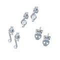 Rhodium Plated 925 Sterling Silver Musical Note Skull CZ  Earrings Set - STES00011 | Silver Palace Inc.