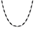 Rhodium Plated 925 Sterling Silver Onyx Cats Eye Link Necklace - BGP01484