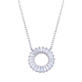 Silver 925 Rhodium Plated Open Circle Baguette CZ Necklace - STP01717 | Silver Palace Inc.