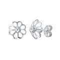 Silver 925 Rhodium Plated Open DC Flower Earrings - ECE00050RH | Silver Palace Inc.