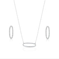 Rhodium Plated 925 Sterling Silver Open Oval CZ Set - BGS00600 | Silver Palace Inc.