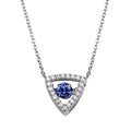 Silver 925 Rhodium Plated Open Triangle Pendant Necklace with Dancing CZ - STP01639BLU | Silver Palace Inc.