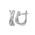 Rhodium Plated 925 Sterling Silver Oval CZ X Design Hoop Earrings - STE01257 | Silver Palace Inc.