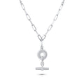 Rhodium Plated 925 Sterling Silver Paperclip Rolo Adjustable Donut and Bar Necklace - ITN00162-RH