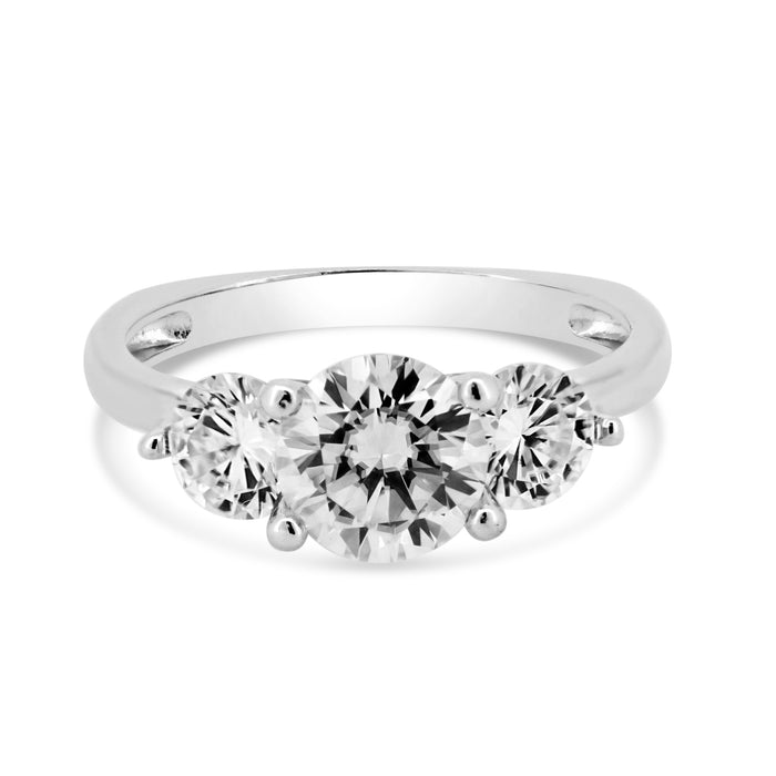 Rhodium Plated 925 Sterling Silver Past Present and Future Moissanite Ring - MGMR00001