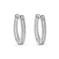 Rhodium Plated 925 Sterling Silver Pave Double Clear CZ Hoop Earring - STE01387