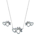 Rhodium Plated 925 Sterling Silver Paw Heart CZ Set - STS00535 | Silver Palace Inc.