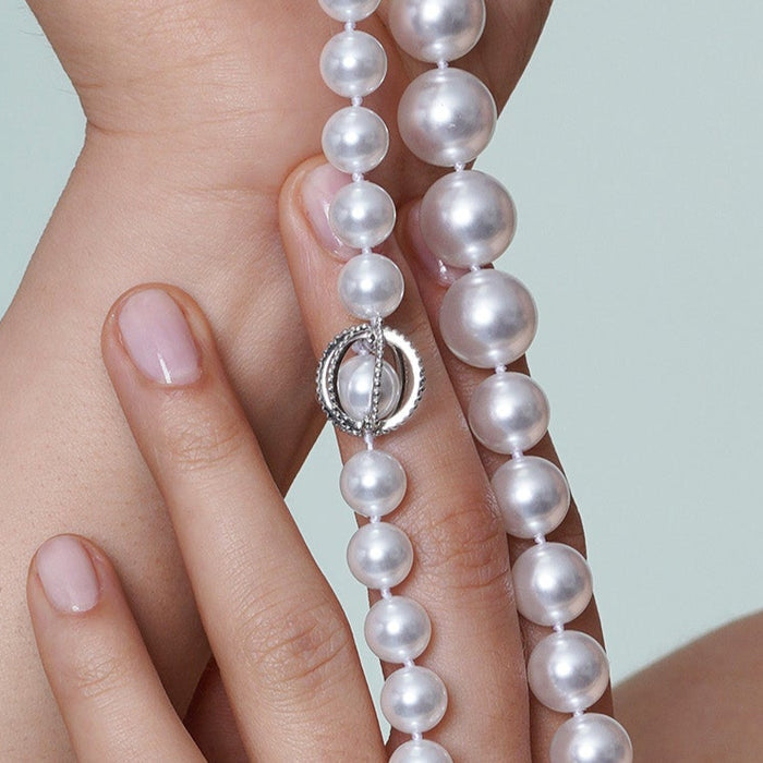 Rhodium Plated 925 Sterling Silver Pearl Pendant Necklace - STP00929