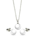 Silver 925 Rhodium Plated Pearl Stud Earring and Necklace Set - STS00447WHT | Silver Palace Inc.