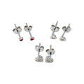 Rhodium Plated 925 Sterling Silver Plain Heart CZ Heart and Heart Black CZ Stud Set - STES00007 | Silver Palace Inc.