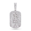 Rhodium Plated 925 Sterling Silver Praying Hands Cross Clear CZ Pendant - SLP00371