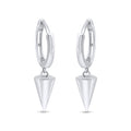 Rhodium Plated 925 Sterling Silver Punk Spikes 11mm Hoop Huggie Earrings - GME00145