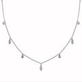 Silver 925 Rhodium Plated Round and Marquise Shape CZ Charm Necklace - BGP01345 | Silver Palace Inc.