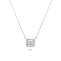 Rhodium Plated 925 Sterling Silver Round Baguette CZ Square Necklace - GMN00200