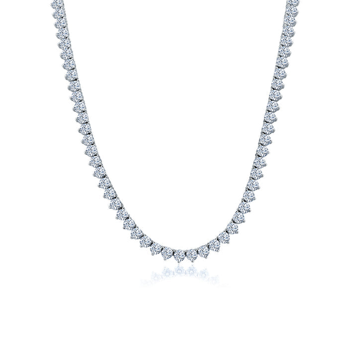 Rhodium Plated 925 Sterling Silver Round Clear 4.8mm Tennis Bridal Necklace - GMN00209