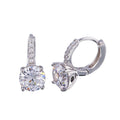 Rhodium Plated 925 Sterling Silver Round CZ huggie hoop Earrings 7mm - STE01247 | Silver Palace Inc.
