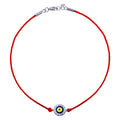 Rhodium Plated 925 Sterling Silver Round Evil Eye CZ Red Cord Bracelet - STB00598 | Silver Palace Inc.