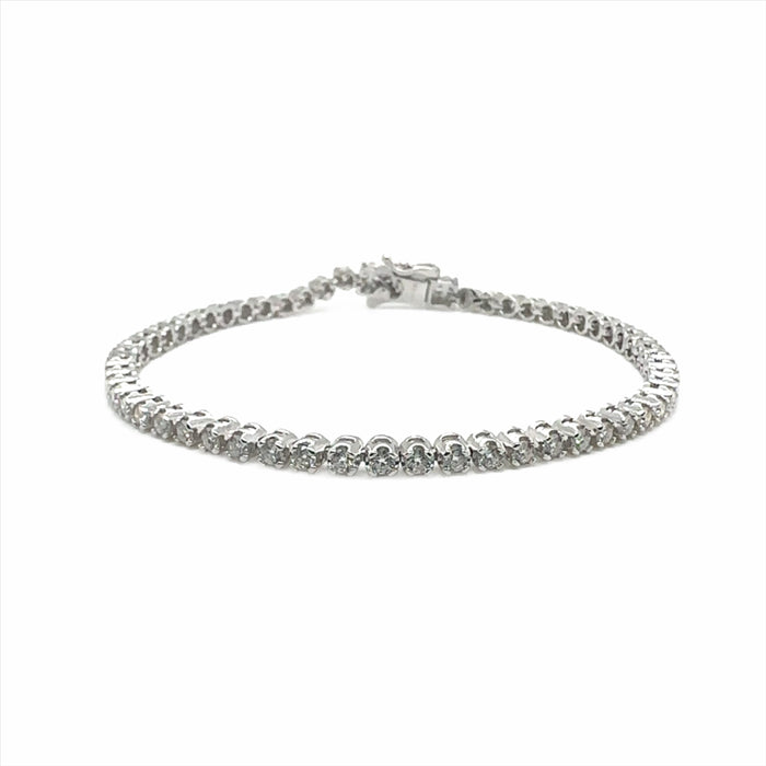 Rhodium Plated 925 Sterling Silver Round Moissanite 2.25mm Tennis Bracelet - MGMB00077
