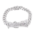 Rhodium Plated 925 Sterling Silver Santa Muerte Angel of Death 9mm Cuban Bracelet - GMB00127
