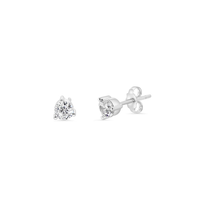 Rhodium Plated 925 Sterling Silver Semi Hoop Marquise and Round CZ Earring Set - STES00012