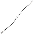 Rhodium Plated 925 Sterling Silver Sideways Cross Black Leather Cord Bracelet - BGB00151 | Silver Palace Inc.