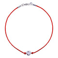 Rhodium Plated 925 Sterling Silver Single Heart CZ Red Cord Bracelet - STB00599 | Silver Palace Inc.