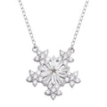 Silver 925 Rhodium Plated Snow Flakes CZ Necklace - STP01731 | Silver Palace Inc.