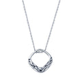 Rhodium Plated 925 Sterling Silver Square Diamond Cut Pendant Adjustable Necklace - STP01830 | Silver Palace Inc.