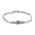 Rhodium Plated 925 Sterling Silver St Jude Green CZ Quinceañera 4.5mm Bracelet - GMB00112