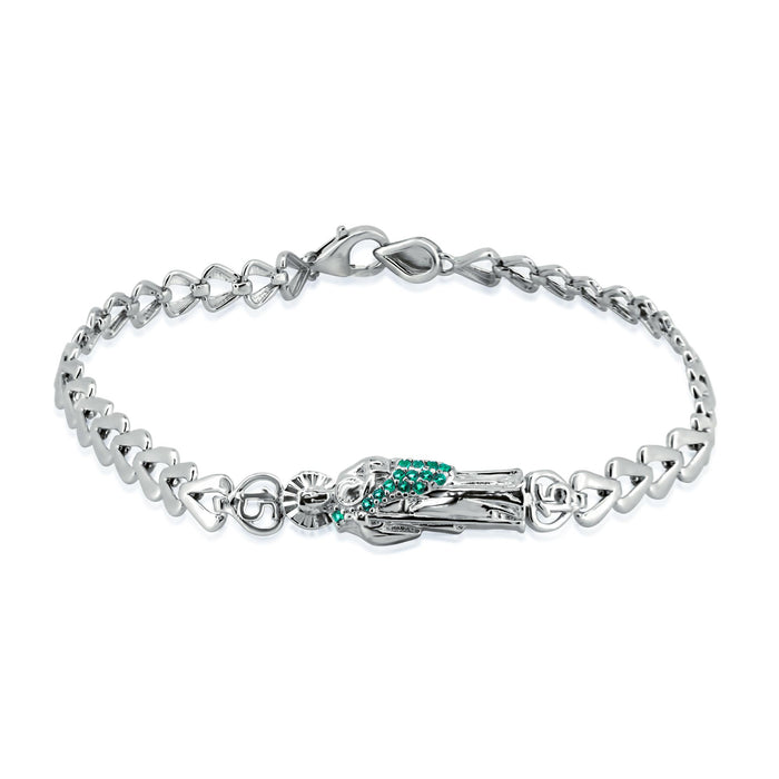 Rhodium Plated 925 Sterling Silver St Jude Green CZ Quinceañera 4.5mm Bracelet - GMB00112