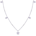 Rhodium Plated 925 Sterling Silver Star and Round CZ Necklace - STP01811 | Silver Palace Inc.