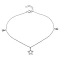 Silver 925 Rhodium Plated Star and Teardrop Charm Anklet with CZ - BGF00026 | Silver Palace Inc.