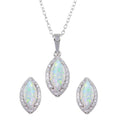 Silver 925 Rhodium Plated Synthetic Opal Center Marquise Shape CZ Set - BGS00588 | Silver Palace Inc.