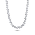 Rhodium Plated 925 Sterling Silver Teardrop and Baguette CZ Stone Encrusted 7.4mm Adjustable Tennis Necklace - GMN00205