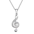 Silver 925 Rhodium Plated Treble Clef Pendant Necklace - STP01118 | Silver Palace Inc.