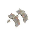 Rhodium Plated 925 Sterling Silver Triple Square Synthetic Opal CZ Stud Earrings - BGE00655 | Silver Palace Inc.