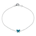 Rhodium Plated 925 Sterling Silver Turquoise Butterfly Bracelet - STB00588 | Silver Palace Inc.