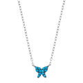 Rhodium Plated 925 Sterling Silver Turquoise Butterfly Necklace  - STP01796 | Silver Palace Inc.