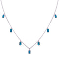 Rhodium Plated 925 Sterling Silver Turquoise Charms Necklace - BGP01422 | Silver Palace Inc.