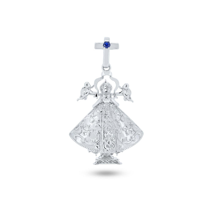 Rhodium Plated 925 Sterling Silver Virgen De San Juan De Los Lagos 22mm Pendant - GMP00129