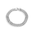 Rhodium Plated 925 Sterling Silver Watch Band Style 9.1mm Bracelet - CDIB00004